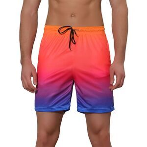 Color Block Drawstring Beach Board Swim Surfing Shorts Orange